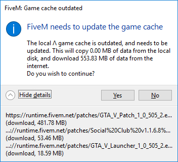fivem needs to update cache